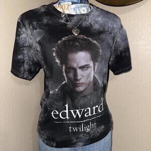 Y2K Edward from Twilight Saga black and grey tie dye tshirt